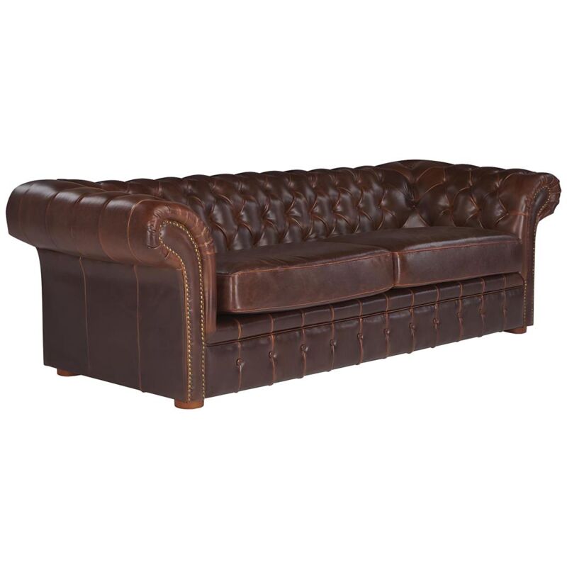 foto del prodotto vente unique divano 3 posti chesterfield in pelle invecchiato marrone clotaire