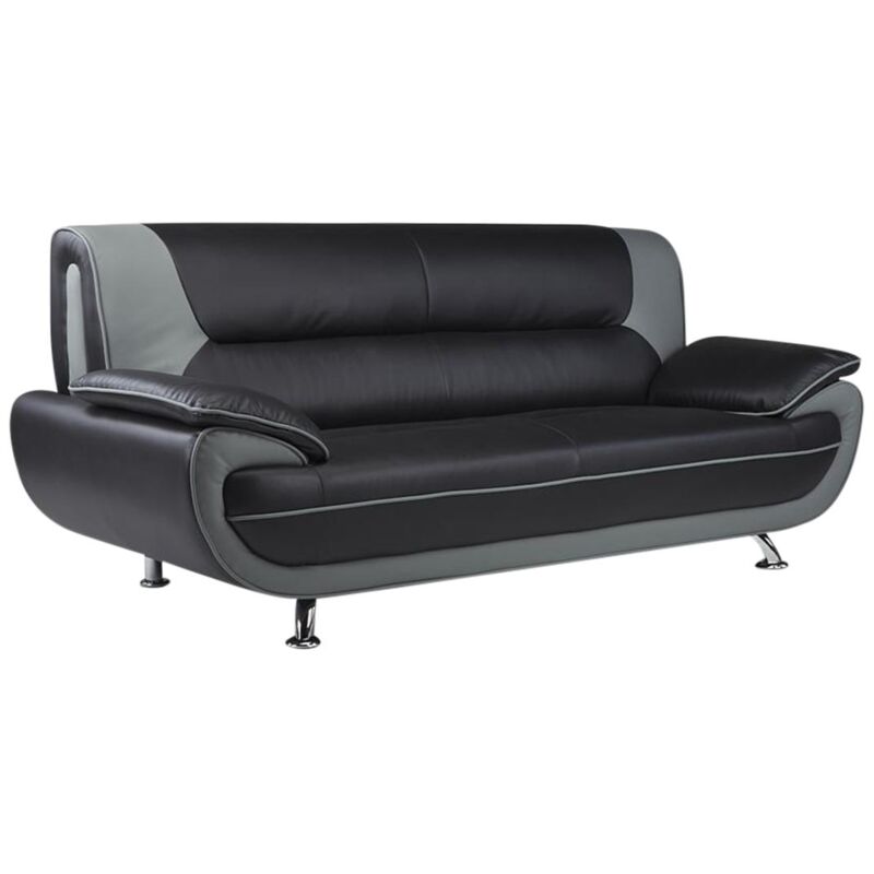 foto del prodotto vente unique divano 3 posti in similpelle nero e grigio nigel
