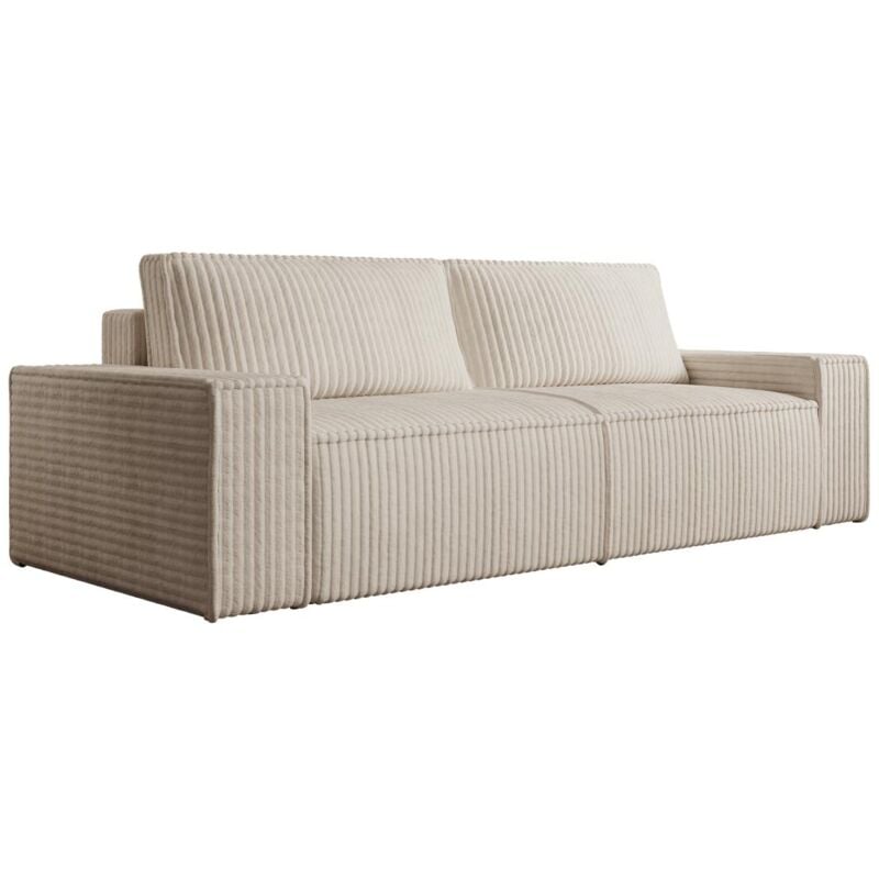 foto del prodotto vente-unique - divano 3 posti in velluto a coste grosse beige - amelia