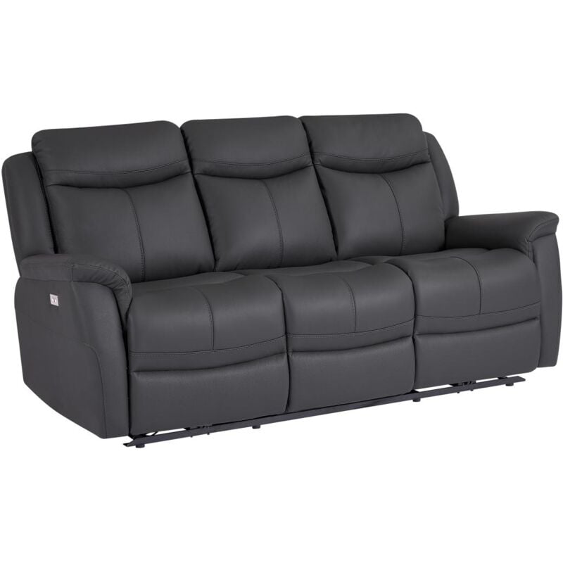 foto del prodotto vente unique divano 3 posti relax elettrico in pelle di vacchetta antracite nomajo