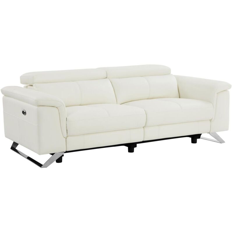 foto del prodotto vente unique divano 3 posti relax elettrico in pelle di vacchetta bianco breyt ii