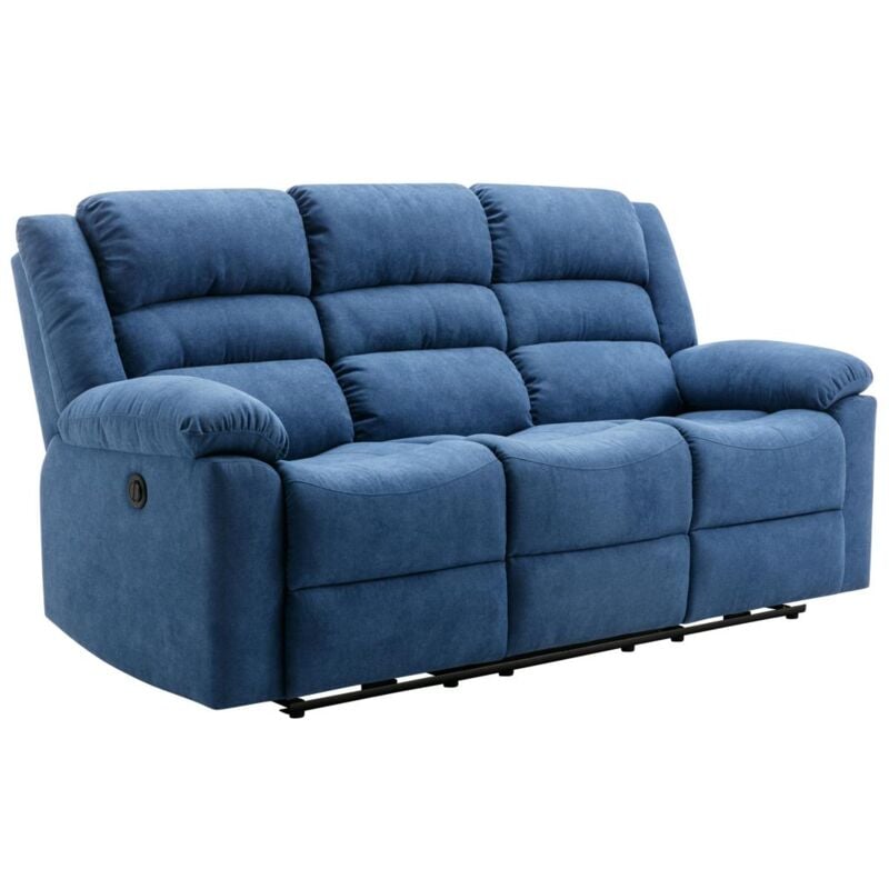 foto del prodotto vente unique divano 3 posti relax elettrico in tessuto blu burolo
