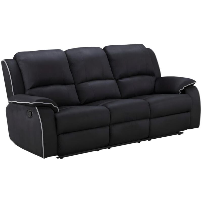 foto del prodotto vente unique divano 3 posti relax in microfibra nero hernani