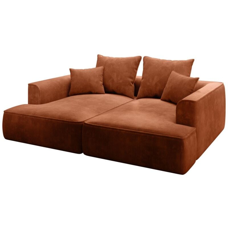 foto del prodotto vente unique divano 3 posti seduta comoda e profonda in velluto a coste terracotta pineta