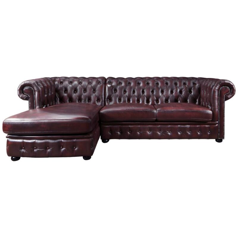 foto del prodotto vente unique divano angolare chesterfield 100 pelle di bufalo cherry angolo a sinistra brenton