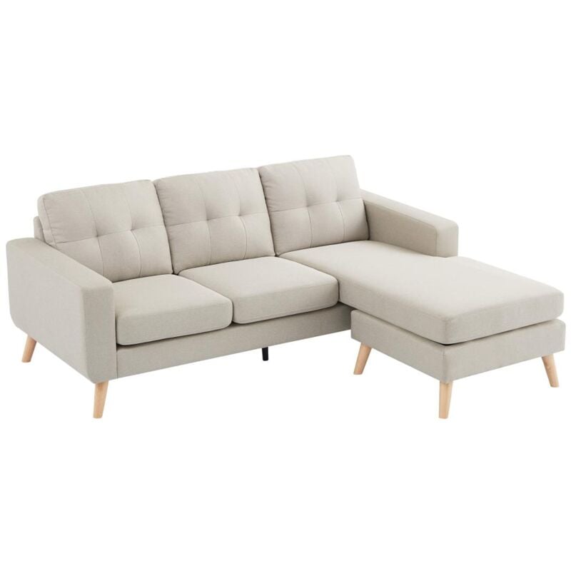 foto del prodotto vente unique divano angolare reversibile in tessuto beige bartolome