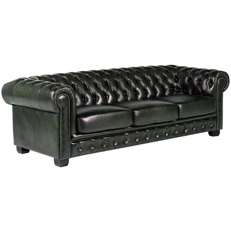 foto del prodotto vente unique divano chesterfield 100 pelle a pieno fiore verde brenton