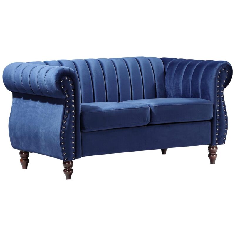 foto del prodotto vente unique divano chesterfield 2 posti in velluto blu reale trumbo