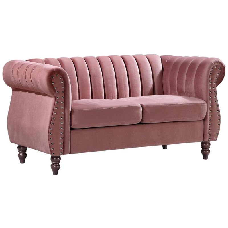 foto del prodotto vente unique divano chesterfield 2 posti in velluto rosa antico trumbo