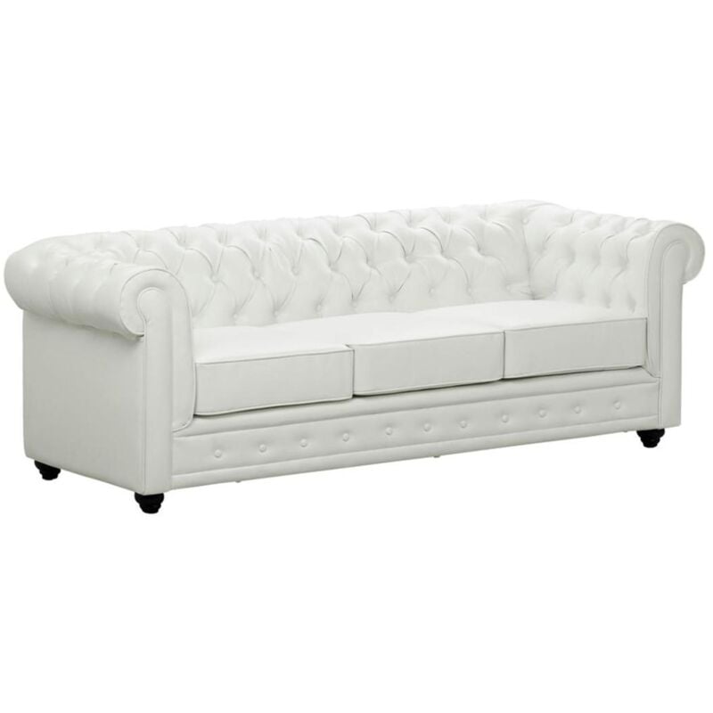 foto del prodotto vente unique divano chesterfield 3 posti in similpelle bianco