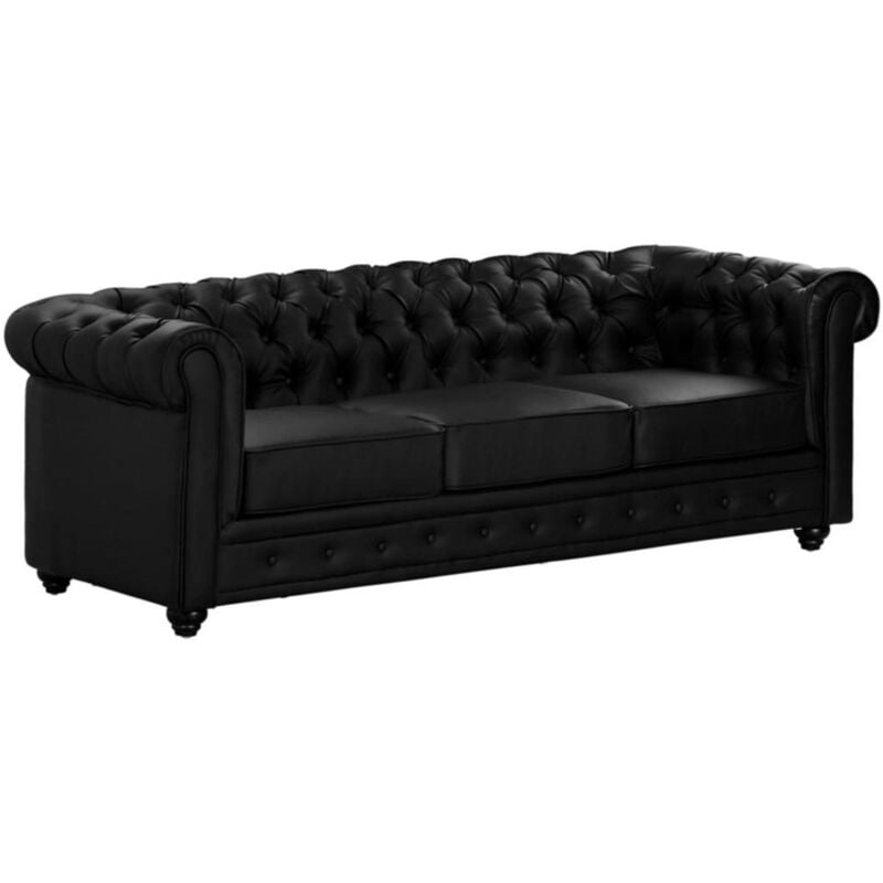 foto del prodotto vente unique divano chesterfield 3 posti in similpelle nero