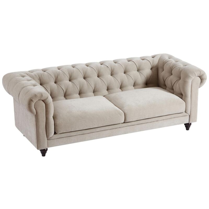 foto del prodotto vente unique divano chesterfield 3 posti in tessuto beige cronel