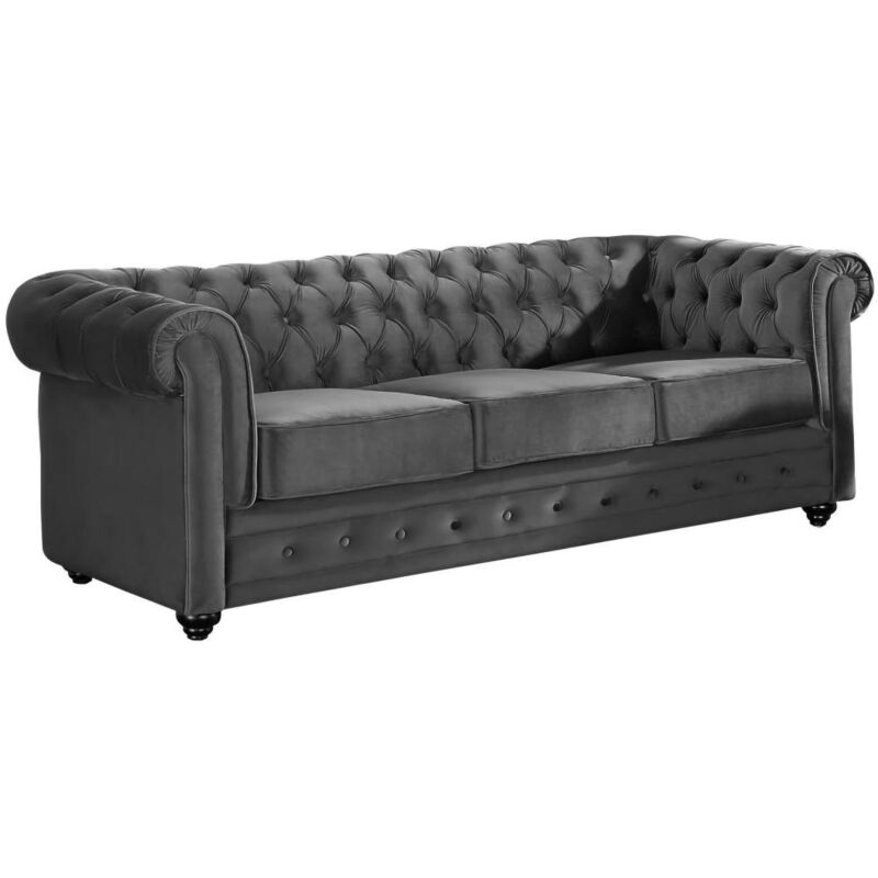 foto del prodotto vente unique divano chesterfield 3 posti in velluto antracite