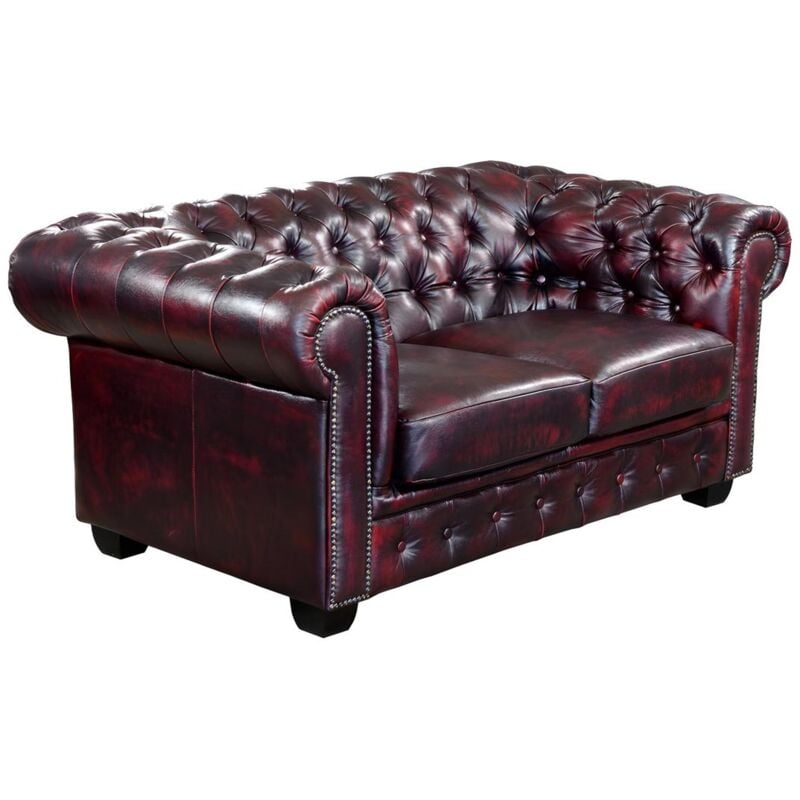 foto del prodotto vente unique divano chesterfield a 2 posti 100 pelle di bufalo cherry brenton