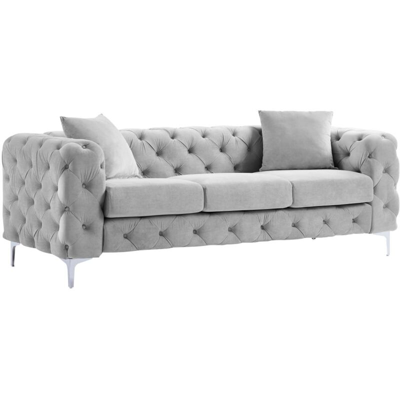 foto del prodotto vente unique divano chesterfield a 3 posti in velluto grigio edwina