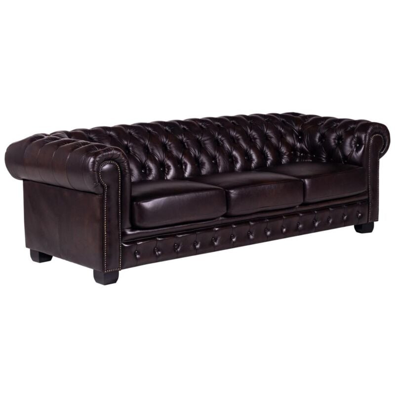 foto del prodotto vente unique divano chesterfield a 4 posti 100 pelle di bufalo marrone con riflessi castani brenton