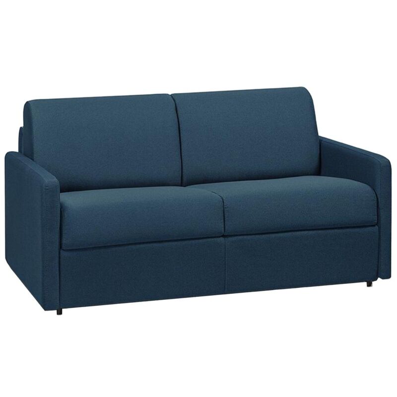 foto del prodotto vente unique divano letto 2 posti a ribalta in tessuto blu scuro larghezza materasso 120 cm spessore 14 cm calife