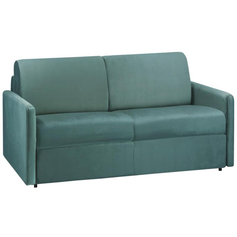 foto del prodotto vente unique divano letto 2 posti a ribalta in velluto verde menta larghezza materasso 120 cm spessore 14 cm calife