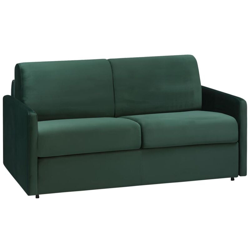 foto del prodotto vente unique divano letto 2 posti a ribalta in velluto verde scuro larghezza materasso 120 cm spessore 18 cm calife