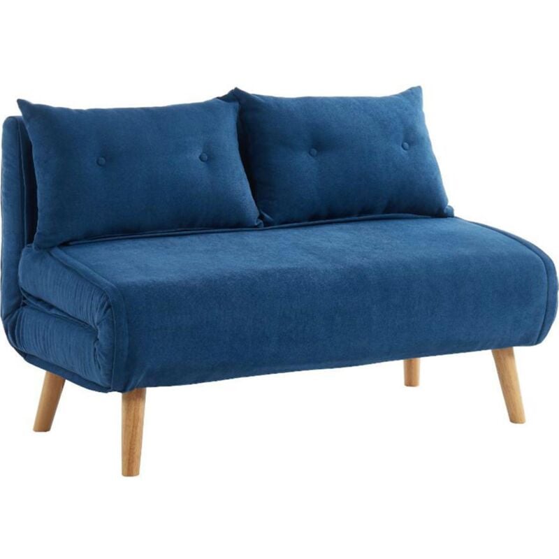 foto del prodotto vente unique divano letto 2 posti in tessuto blu valerio