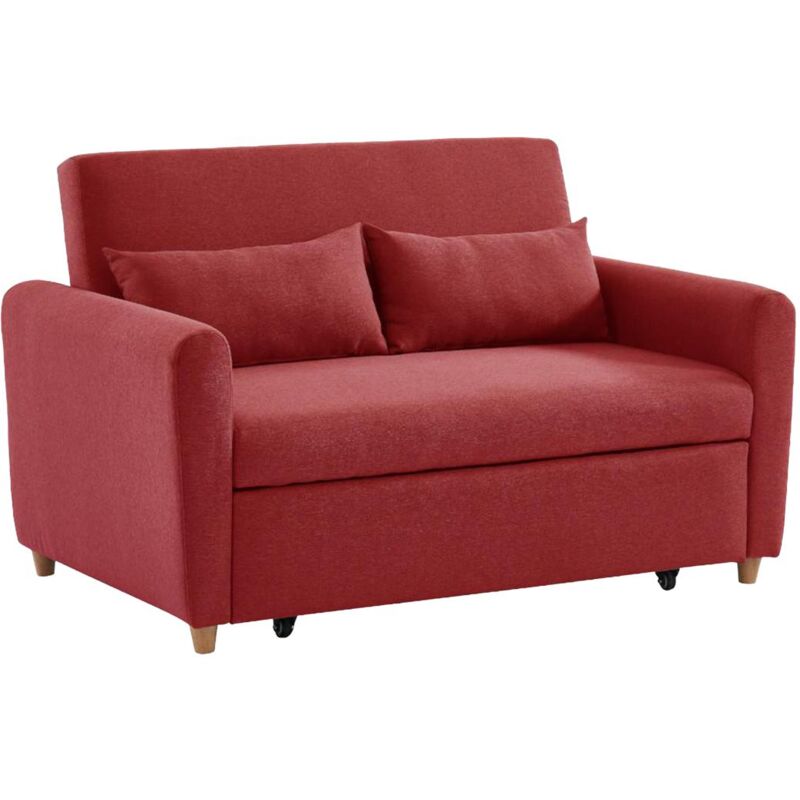 foto del prodotto vente unique divano letto 2 posti in tessuto rosso ayla