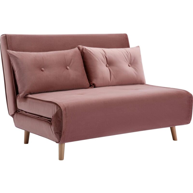 foto del prodotto vente unique divano letto 2 posti in velluto rosa cipria uribia