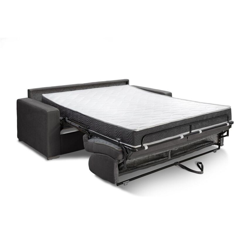 foto del prodotto vente unique divano letto 3 posti a ribalta posto letto 140 cm materasso 18 cm in similpelle nero calito