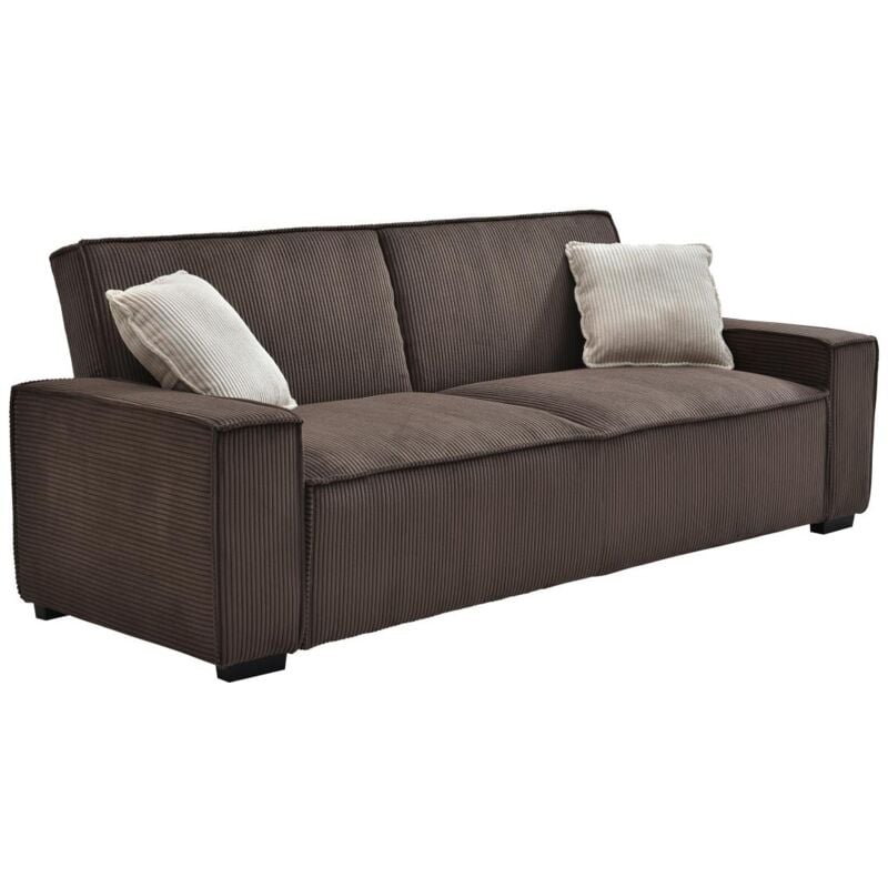 foto del prodotto vente-unique - divano letto 3 posti in velluto a coste marrone - sekota