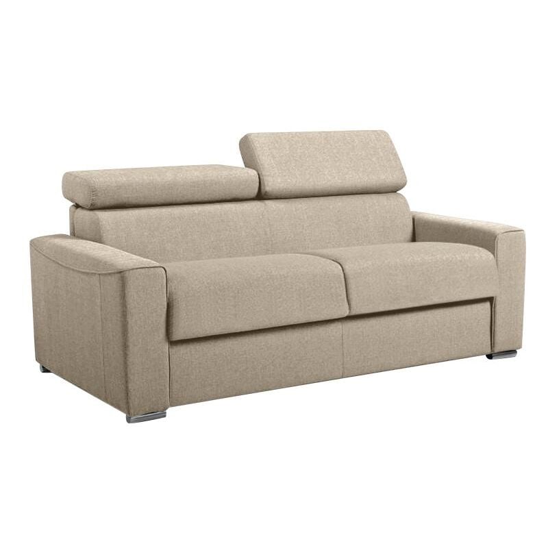 foto del prodotto vente-unique - divano letto 3 posti ribalta doghe larghe memory foam - letto 140 cm x 22 cm tessuto beige - vizir