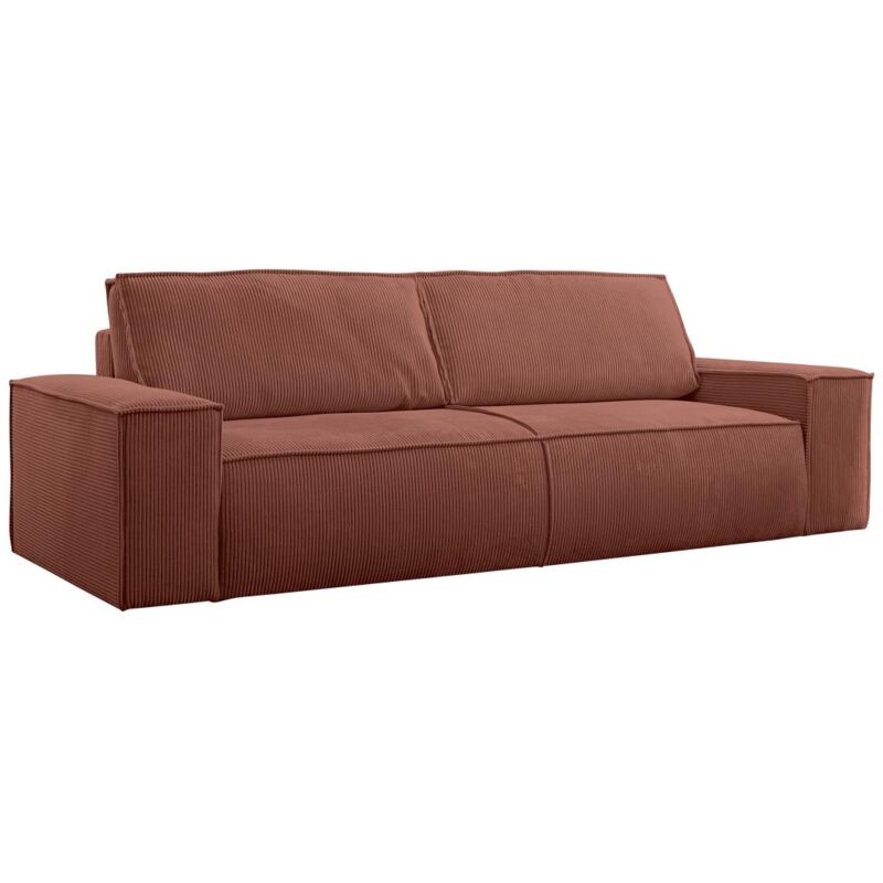 foto del prodotto vente-unique - divano letto 4 posti in velluto a coste rosa - amelia