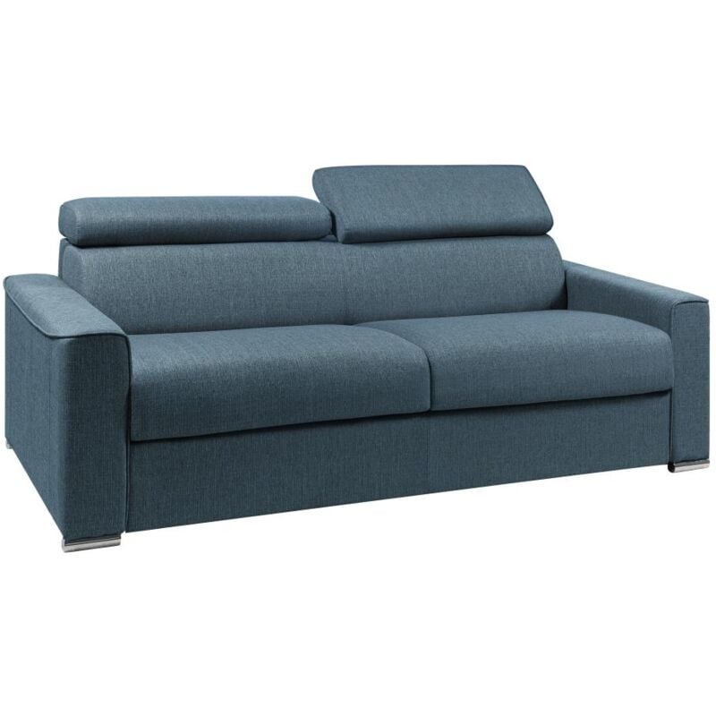 foto del prodotto vente-unique - divano letto 4 posti ribalta doghe larghe memory foam - letto 160 cm x 22 cm tessuto blu - vizir