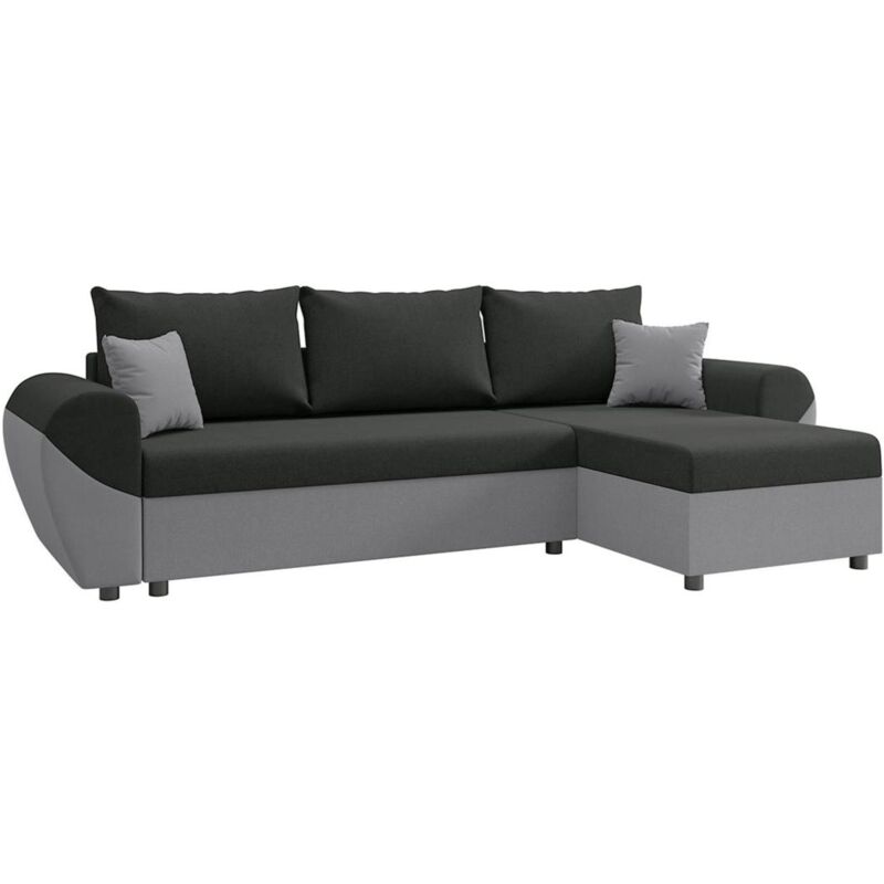 foto del prodotto vente unique divano letto angolare e reversibile in tessuto nero e grigio lierno