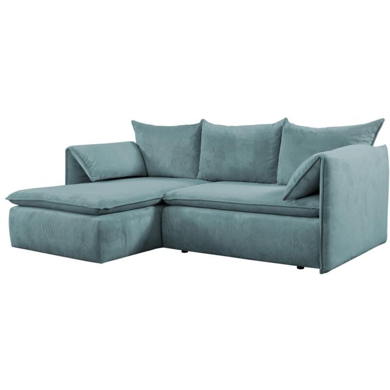 foto del prodotto vente-unique - divano letto angolare in velluto a coste verde petrolio - angolo a sinistra - teodora di pascal morabito