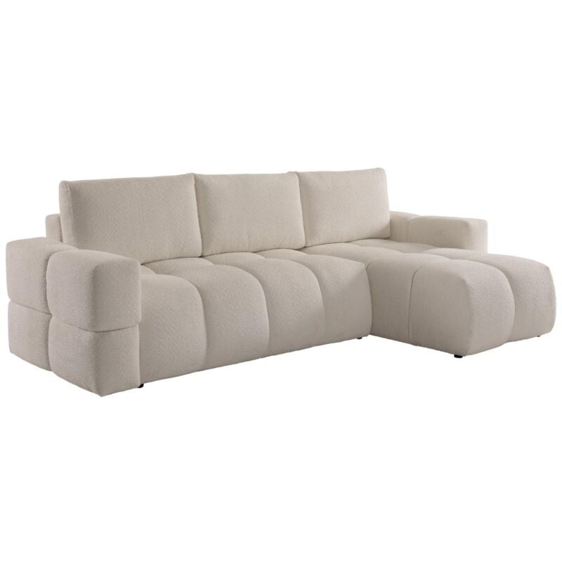 foto del prodotto vente unique divano letto angolare reversibile in tessuto bouclette beige issoro
