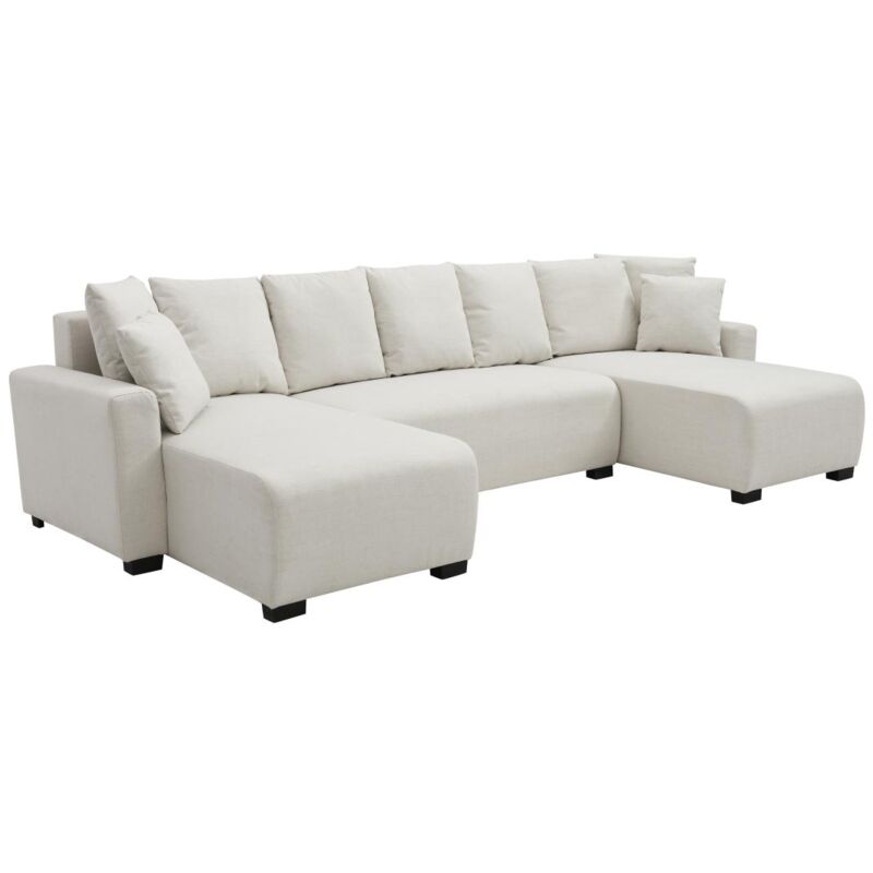 foto del prodotto vente unique divano letto angolo a panoramico in tessuto beige ladazia ii