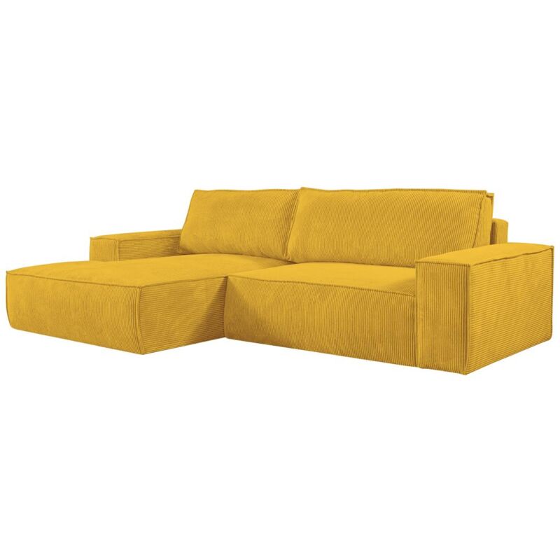 foto del prodotto vente unique divano letto angolo a sinistra in velluto a coste giallo amelia