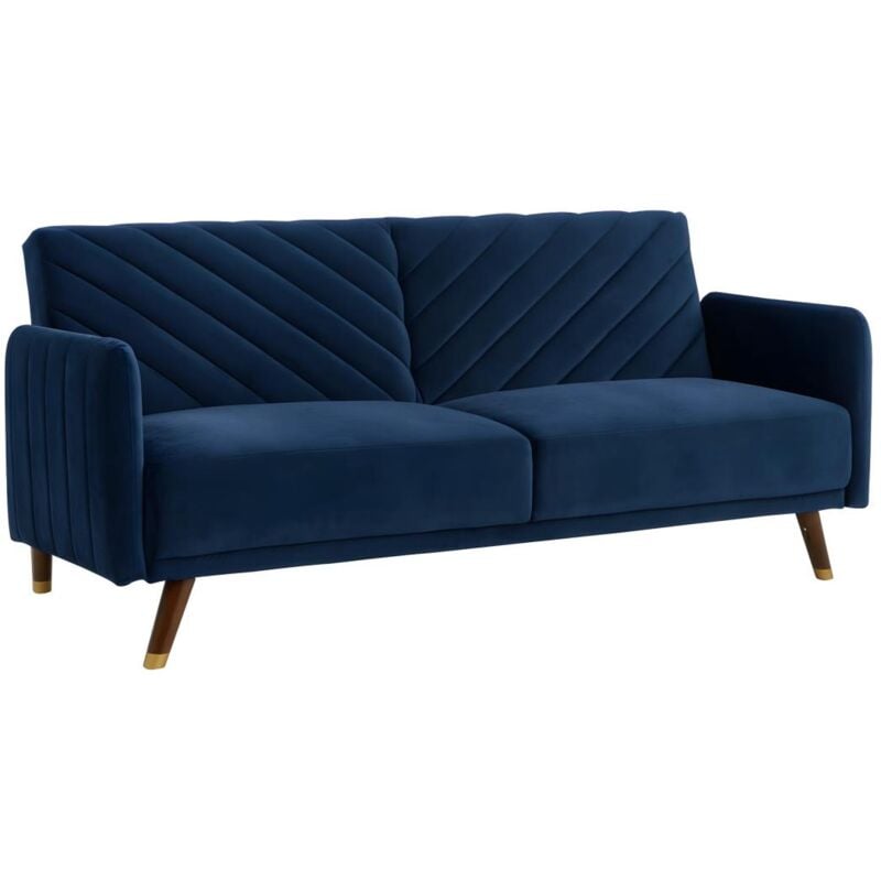 foto del prodotto vente unique divano letto clic clac 3 posti in velluto blu notte joris