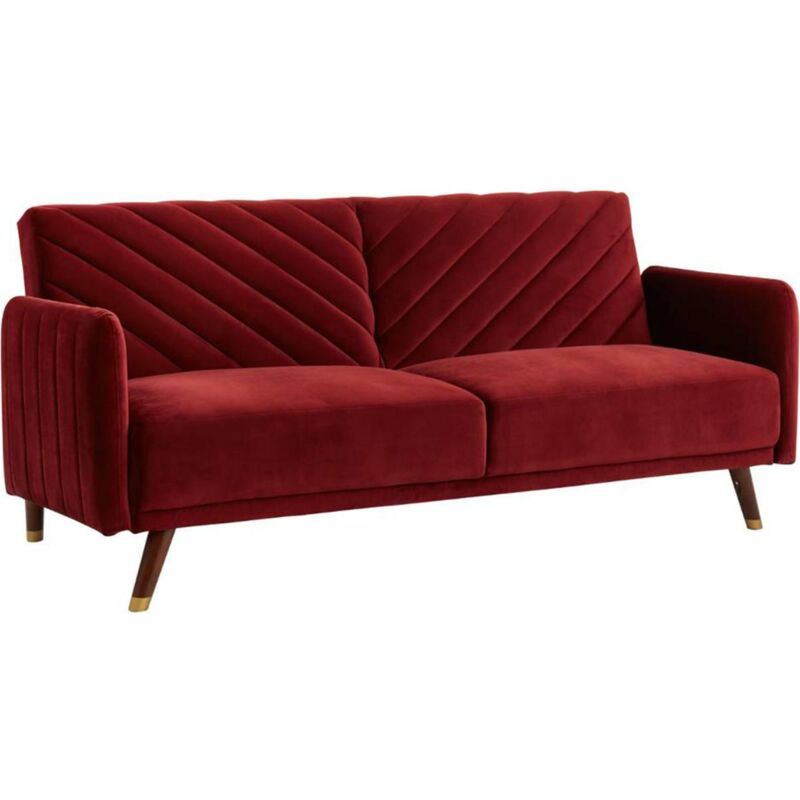 foto del prodotto vente unique divano letto clic clac 3 posti in velluto rosso joris