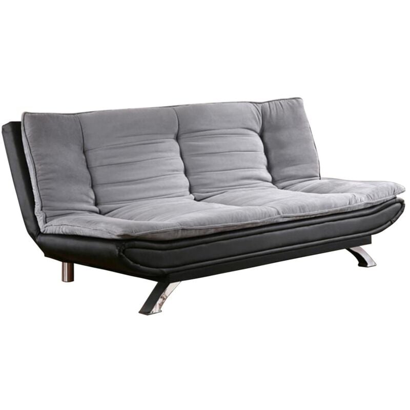 foto del prodotto vente unique divano letto clic clac in tessuto e similpelle grigio e nero demido ii