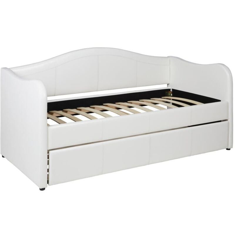 foto del prodotto vente unique divano letto con letto estraibile 2 x 90 x 190 cm in similpelle bianco mathilde