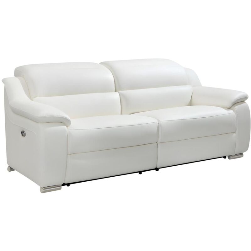 foto del prodotto vente unique divano relax 3 posti elettrico in pelle bianco arena ii