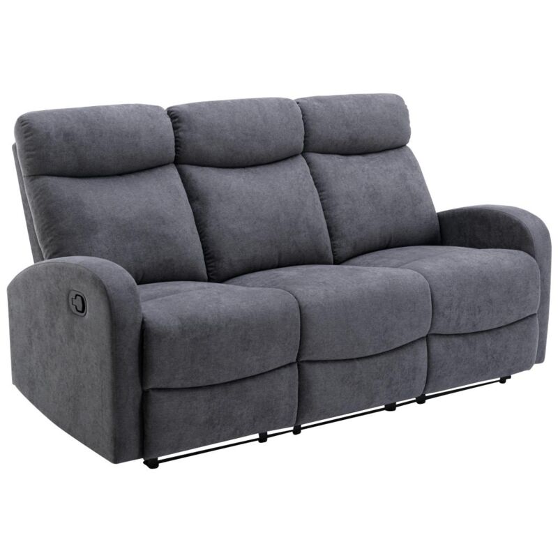 foto del prodotto vente unique divano relax 3 posti in tessuto grigio evelyn