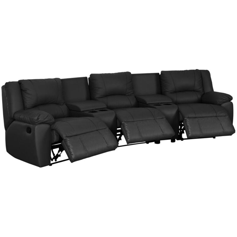 foto del prodotto vente unique divano relax a 3 posti in cuoio nero aroma