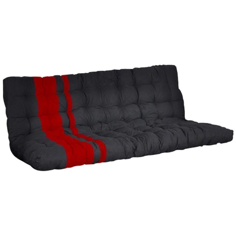 foto del prodotto vente unique futon speciale divano letto 135x190 cm nero e rosso modulo