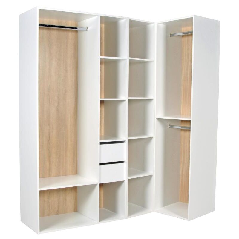 foto del prodotto vente unique guardaroba angolare modulare l182,5 cm bianco e naturale tamoka