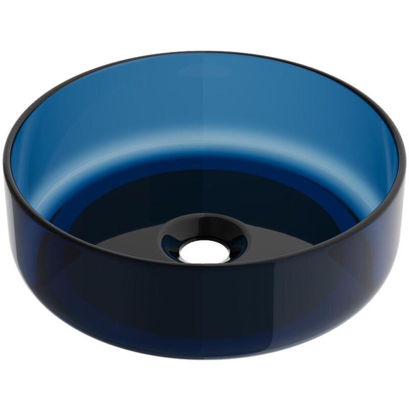 foto del prodotto vente unique lavabo da appoggio rotondo traslucido 40 cm in resina blu spavo