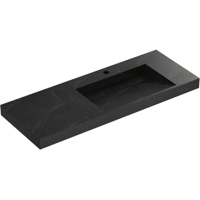 foto del prodotto vente unique lavabo sospeso in solid surface effetto marmo nero 120 x 45 x 8 cm okapa