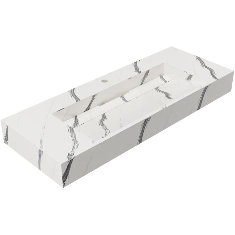 foto del prodotto vente unique lavabo sospeso l120.2 x l45,2 x h8 cm in solid surface effetto marmo bianco takotna