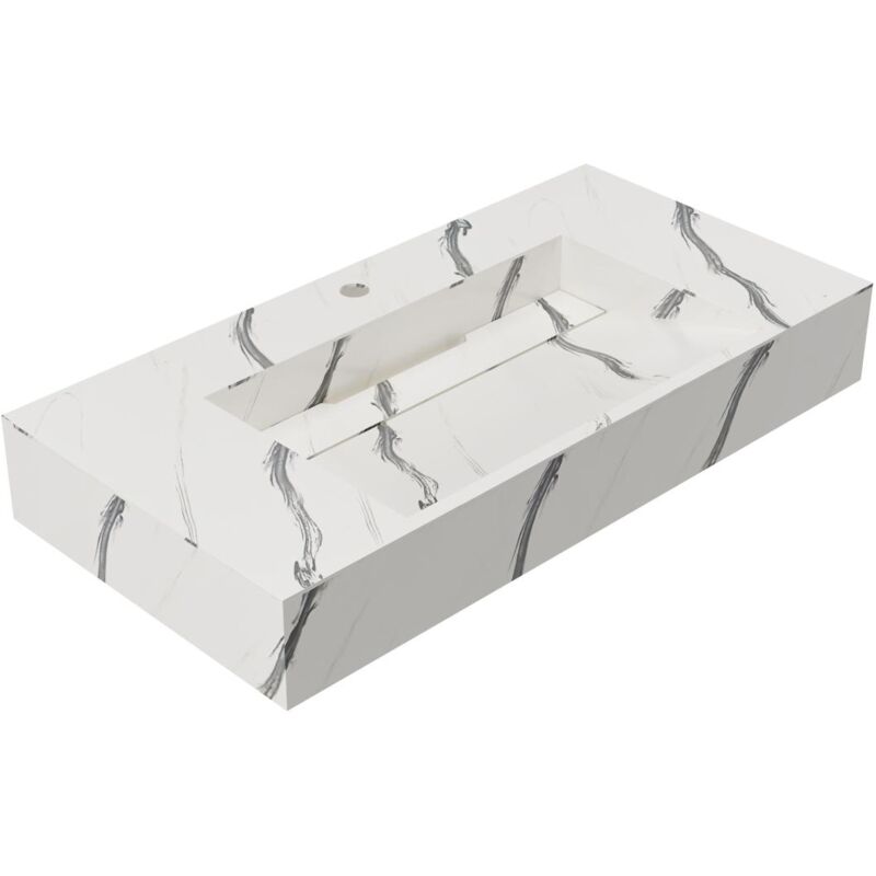 foto del prodotto vente unique lavabo sospeso l90.2 x l45,2 x h8 cm in solid surface effetto marmo bianco takotna