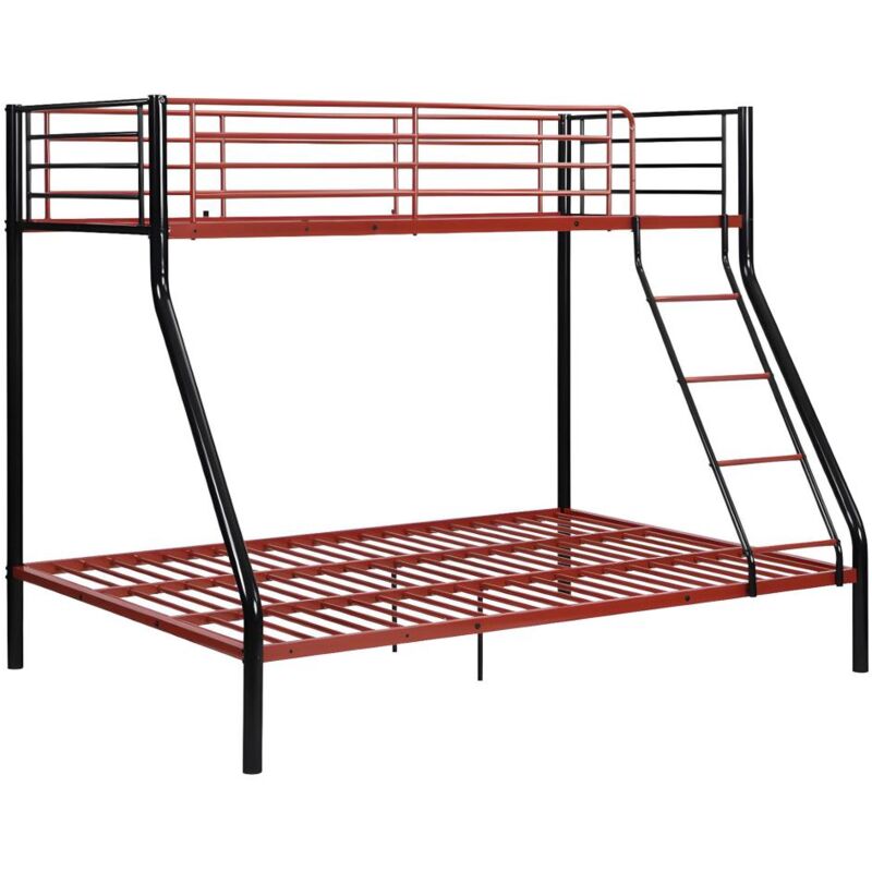 foto del prodotto vente unique letto a castello 90 e 140 x 190 cm acciaio nero e rosso elevatio iv